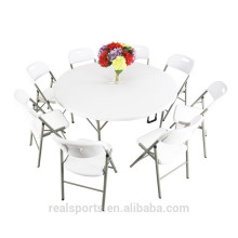 Niceway portable White Plastic Folding Table Fold-In-Half Round Table 12 Seater Out Furniture